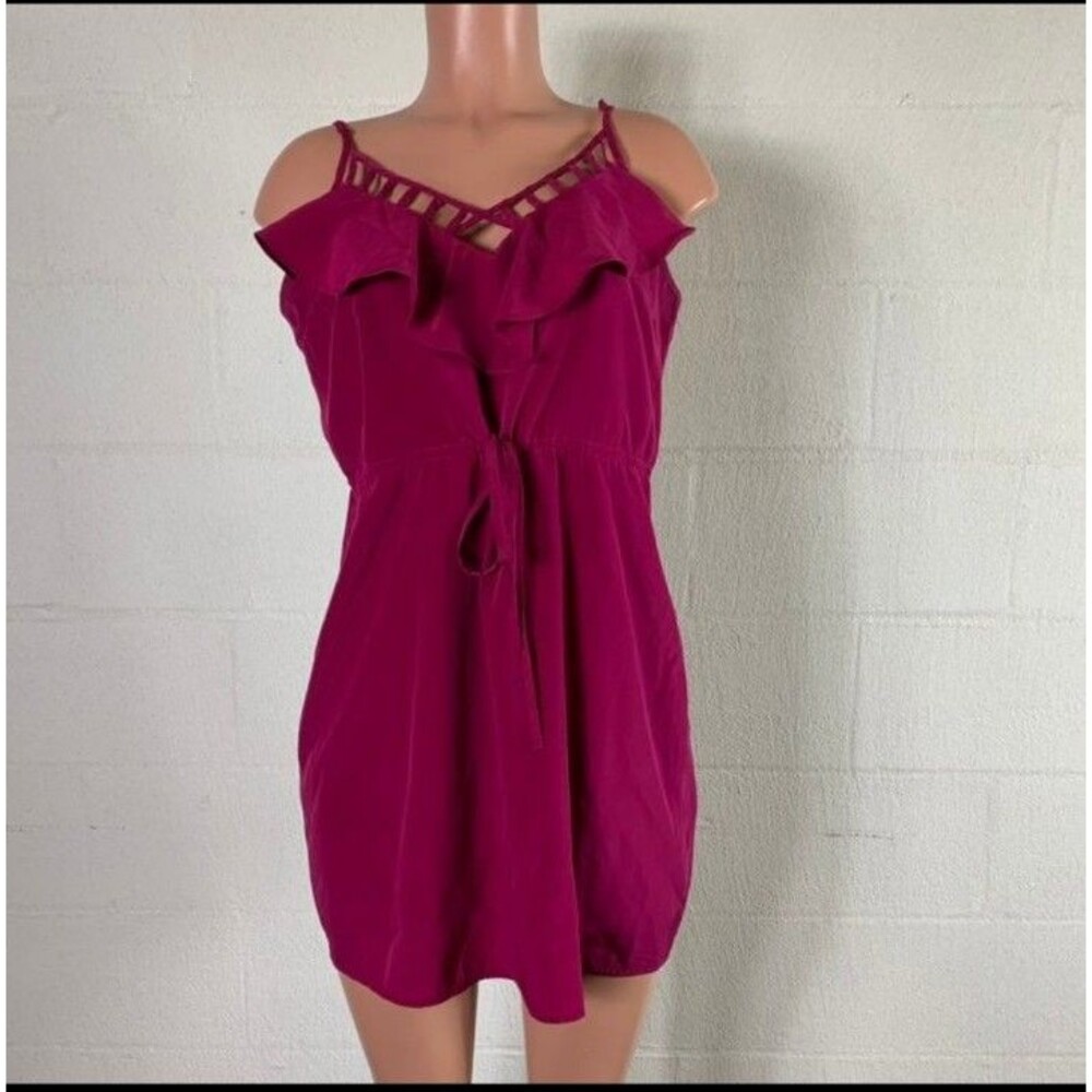 A.N.A. Hot Pink/Fuschia Mini Dress Spaghetti Straps Drawstring Waist Sz M